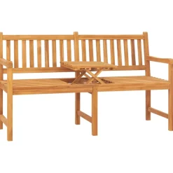 Sale FinePRICE Kolmenistuttava puutarhapenkki pöydällä 150 cm, tiikkipuu