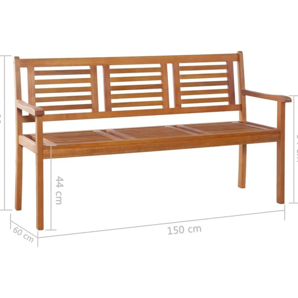 FinePRICE Kolmen istuttava puutarhapenkki 150cm eukalyptuspuu