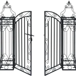 Outlet FinePRICE Koristeellinen puutarhaportti takorauta 122x20,5x100 cm