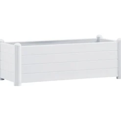 Best FinePRICE Korotettu kukkalaatikko pp valkoinen 100x43x35 cm
