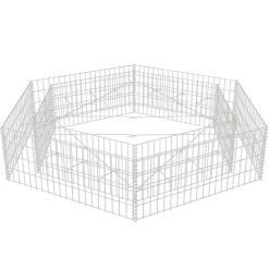Outlet FinePRICE Korotettu kuusikulmainen gabion-/kivikorikehys 200x173x40 cm