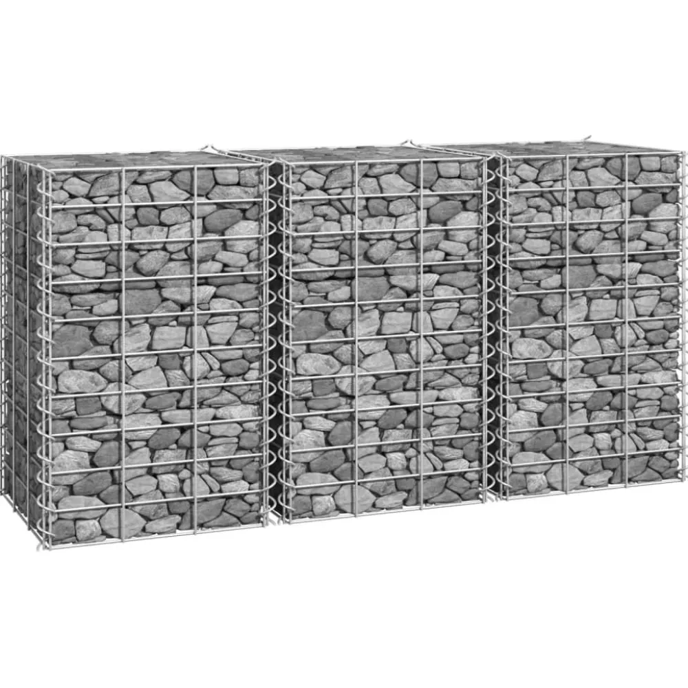 Online FinePRICE Korotetut kivikorit 3 kpl 30x30x50 cm rauta