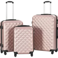 Discount FinePRICE Kovapintainen matkalaukkusetti 3 kpl ruusu kulta ABS