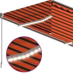 Sale FinePRICE Käsin sisäänkelattava markiisi verhot/LED 3,5x2,5 m kerma
