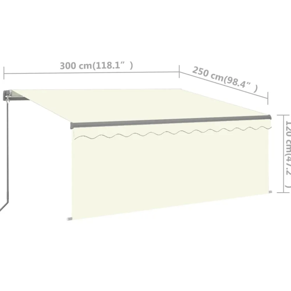 Sale FinePRICE Käsin sisäänkelattava markiisi verhot/LED 3,5x2,5 m kerma