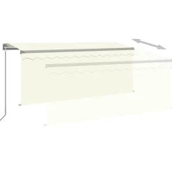 Sale FinePRICE Käsin sisäänkelattava markiisi verhot/LED 3,5x2,5 m kerma