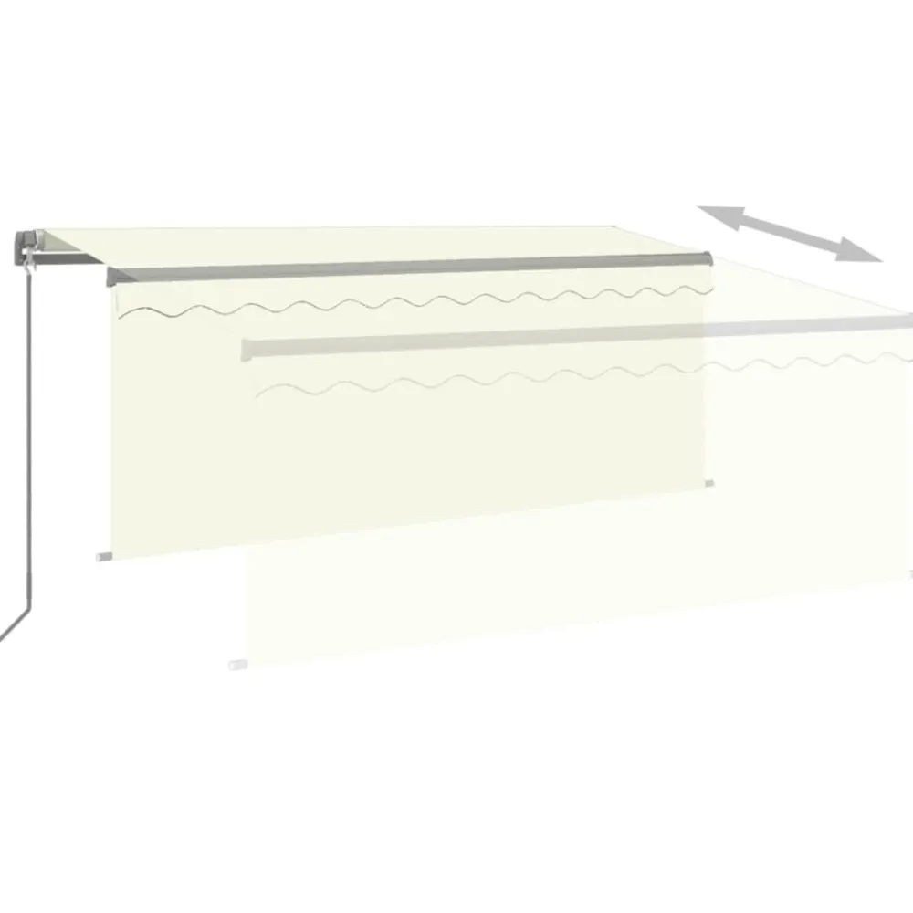 Sale FinePRICE Käsin sisäänkelattava markiisi verhot/LED 3,5x2,5 m kerma