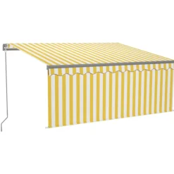Sale FinePRICE Käsin sisäänkelattava markiisi verhot/LED 3,5x2,5 m kerma