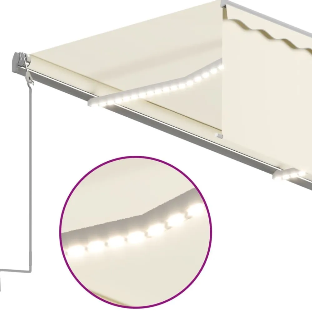 Sale FinePRICE Käsin sisäänkelattava markiisi verhot/LED 3,5x2,5 m kerma