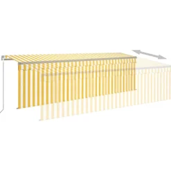 Sale FinePRICE Käsin sisäänkelattava markiisi verhot/LED 3,5x2,5 m kerma