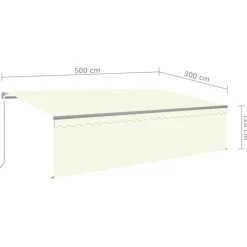 Sale FinePRICE Käsin sisäänkelattava markiisi verhot/LED 3,5x2,5 m kerma
