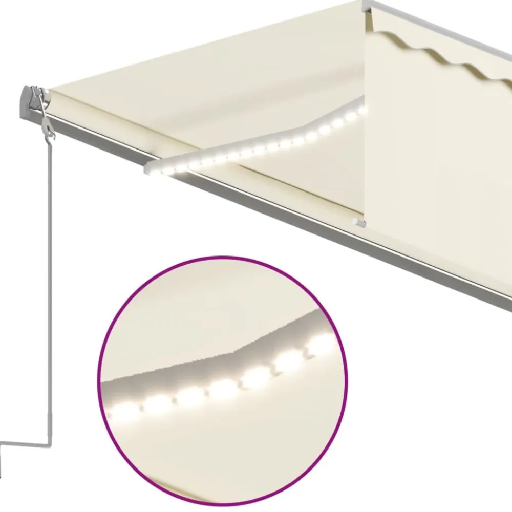 Sale FinePRICE Käsin sisäänkelattava markiisi verhot/LED 3,5x2,5 m kerma