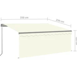 Sale FinePRICE Käsin sisäänkelattava markiisi verhot/LED 3,5x2,5 m kerma