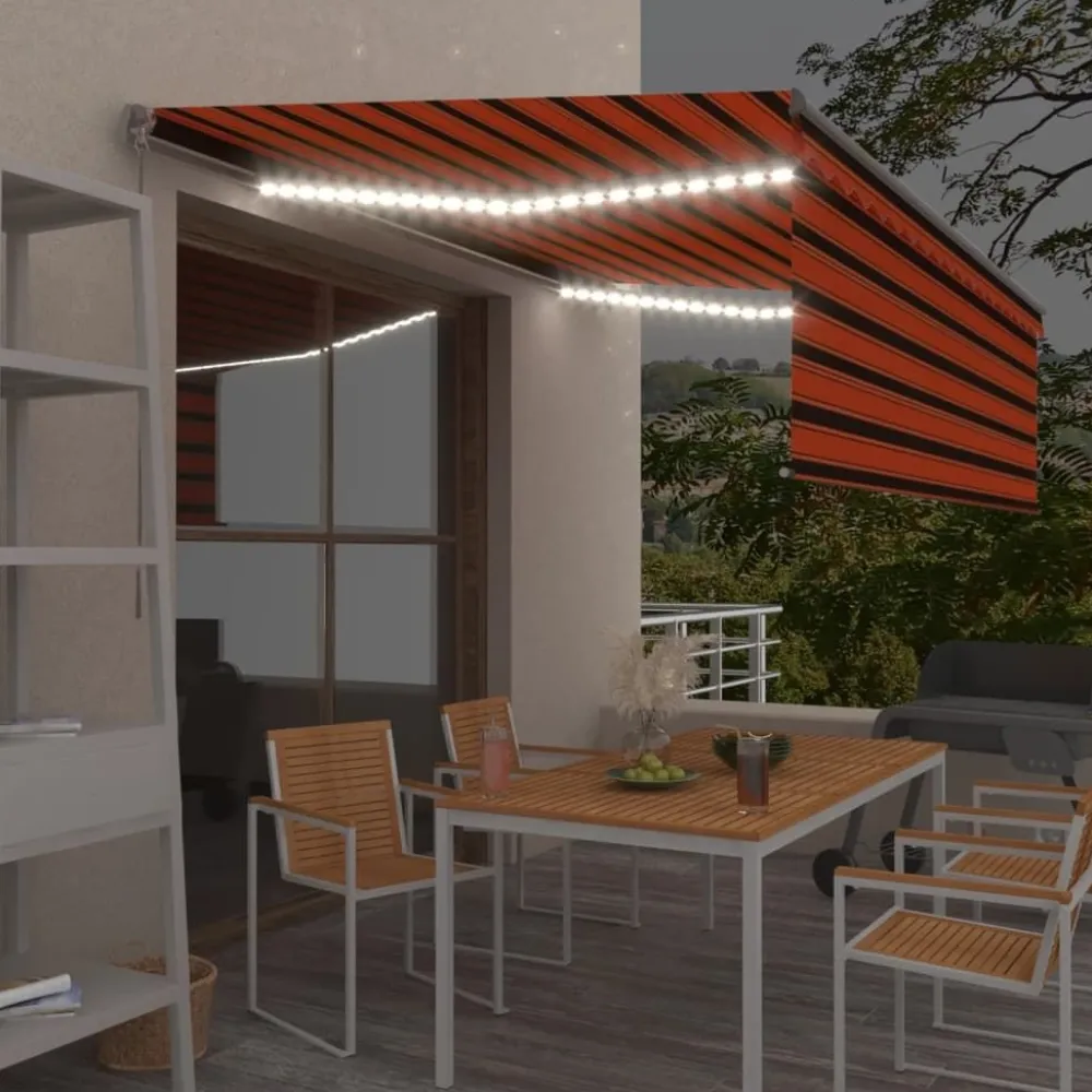Sale FinePRICE Käsin sisäänkelattava markiisi verhot/LED 3,5x2,5 m kerma