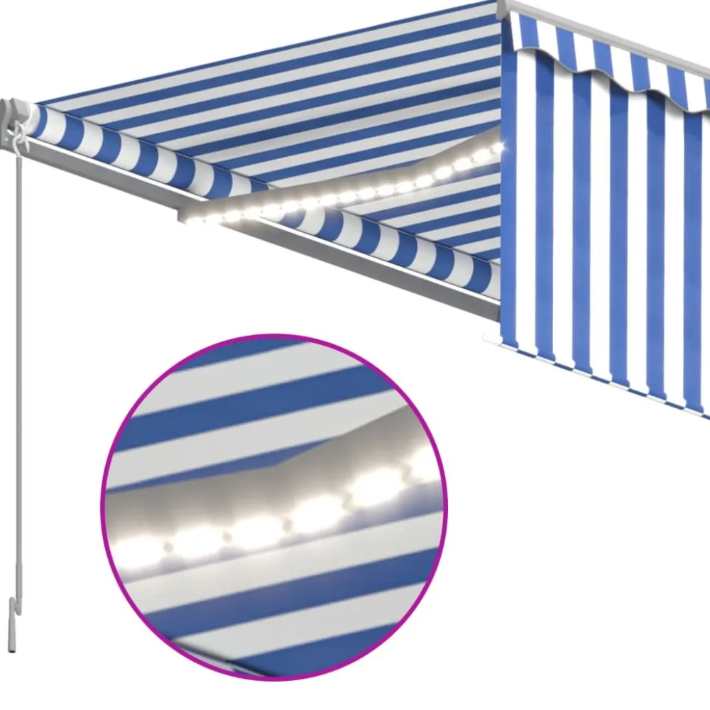Sale FinePRICE Käsin sisäänkelattava markiisi verhot/LED 3,5x2,5 m kerma
