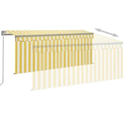 Sale FinePRICE Käsin sisäänkelattava markiisi verhot/LED 3,5x2,5 m kerma