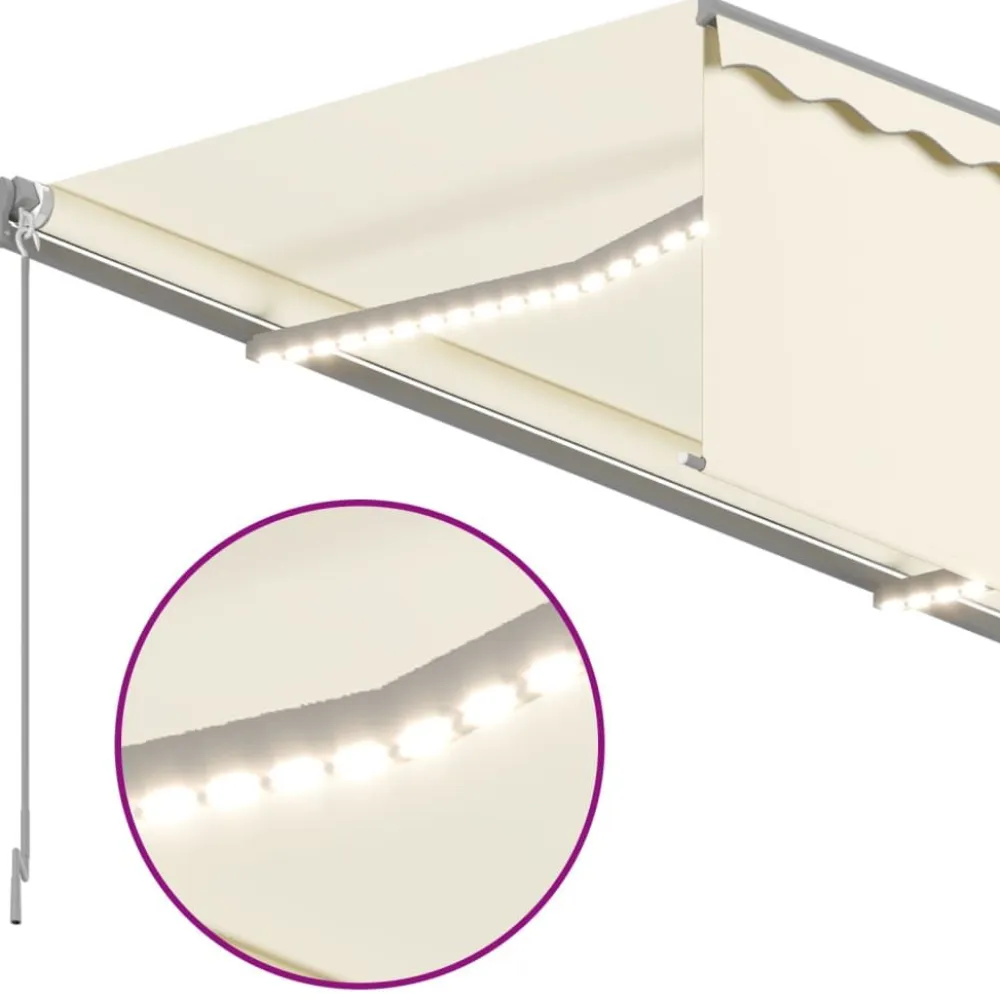 Sale FinePRICE Käsin sisäänkelattava markiisi verhot/LED 3,5x2,5 m kerma
