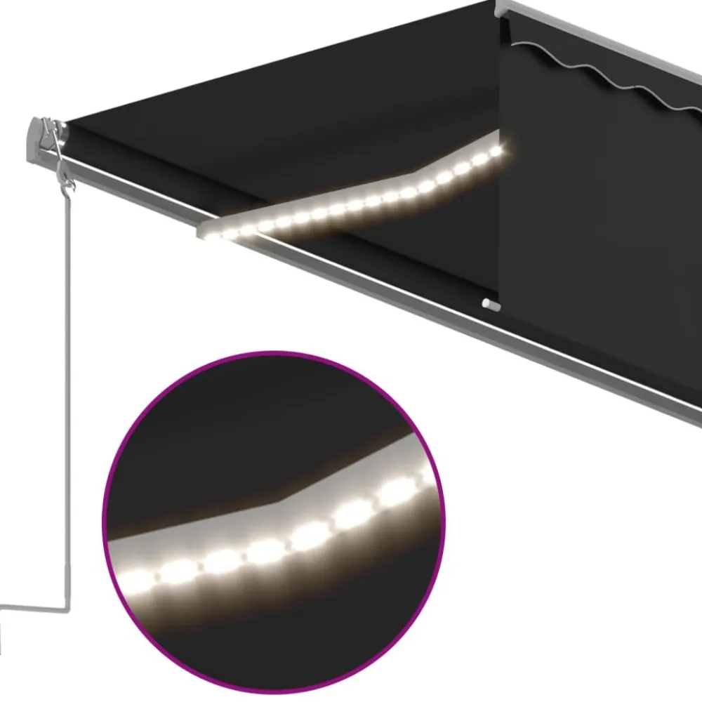 Sale FinePRICE Käsin sisäänkelattava markiisi verhot/LED 3,5x2,5 m kerma