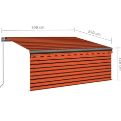 Sale FinePRICE Käsin sisäänkelattava markiisi verhot/LED 3,5x2,5 m kerma
