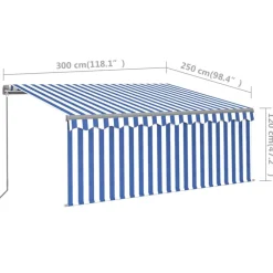 Sale FinePRICE Käsin sisäänkelattava markiisi verhot/LED 3,5x2,5 m kerma
