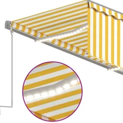 Sale FinePRICE Käsin sisäänkelattava markiisi verhot/LED 3,5x2,5 m kerma