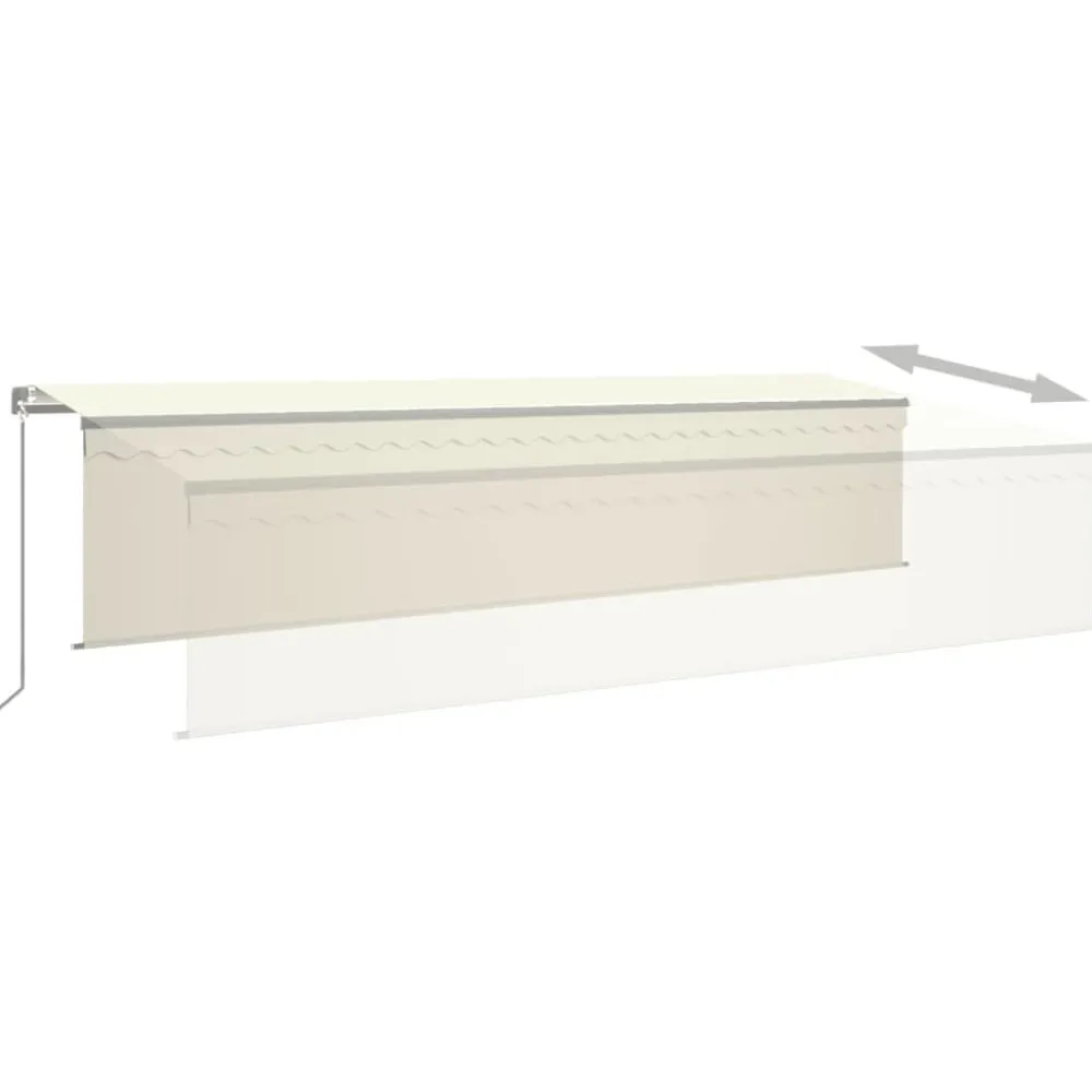 Sale FinePRICE Käsin sisäänkelattava markiisi verhot/LED 3,5x2,5 m kerma