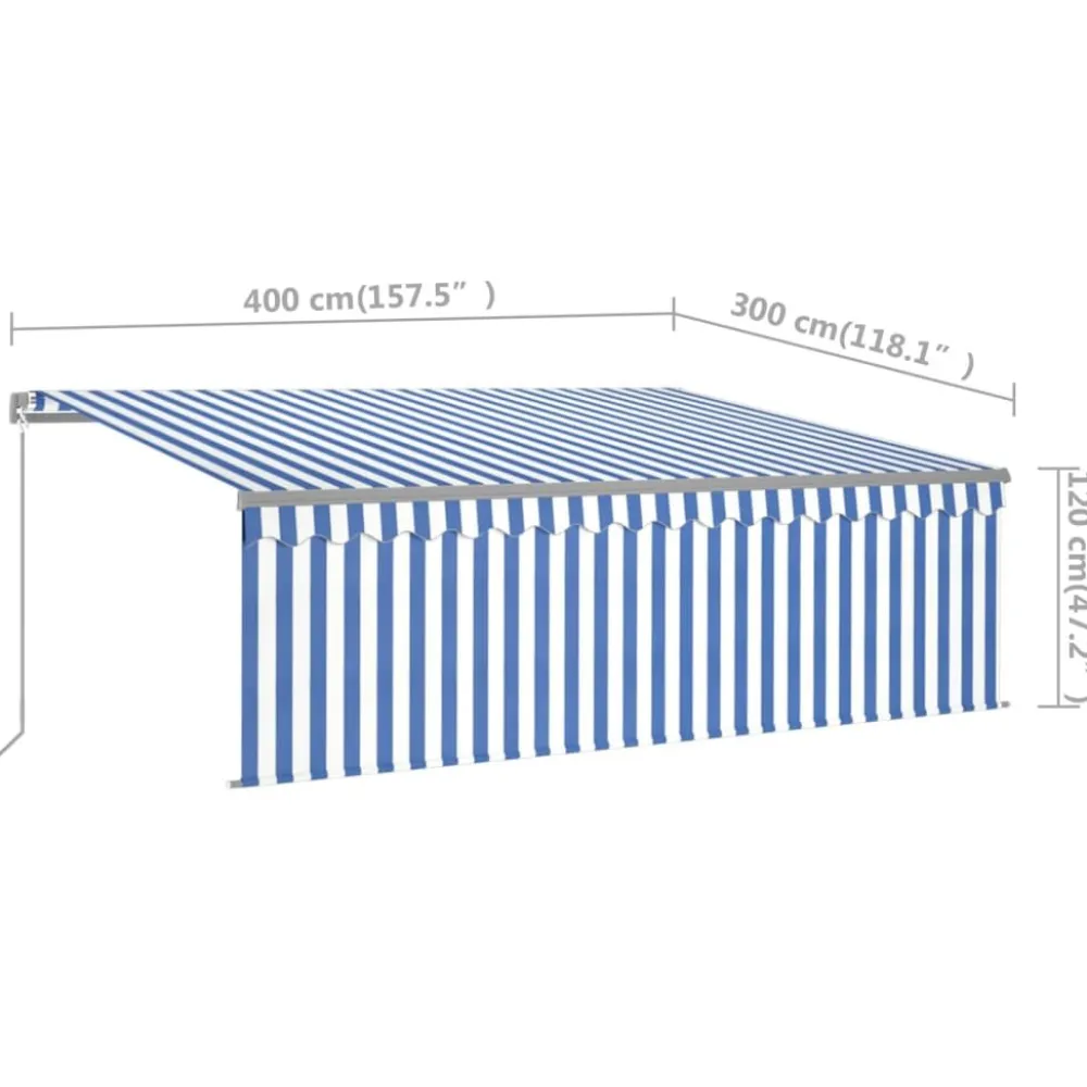 Sale FinePRICE Käsin sisäänkelattava markiisi verhot/LED 3,5x2,5 m kerma