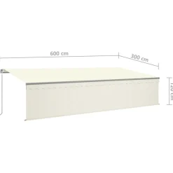 Sale FinePRICE Käsin sisäänkelattava markiisi verhot/LED 3,5x2,5 m kerma