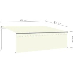 Sale FinePRICE Käsin sisäänkelattava markiisi verhot/LED 3,5x2,5 m kerma