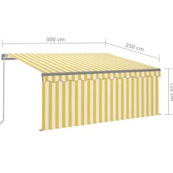 Sale FinePRICE Käsin sisäänkelattava markiisi verhot/LED 3,5x2,5 m kerma