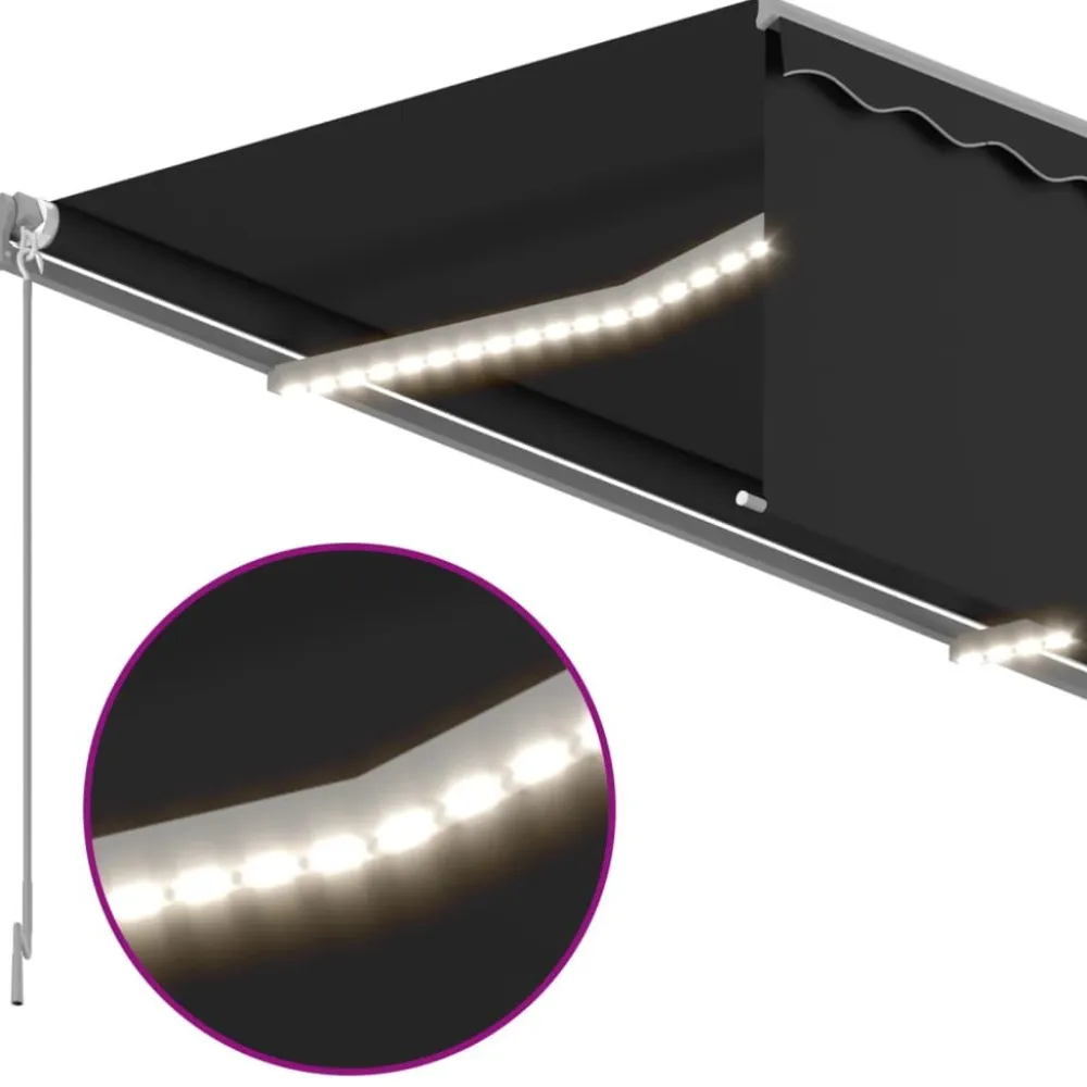 Sale FinePRICE Käsin sisäänkelattava markiisi verhot/LED 3,5x2,5 m kerma