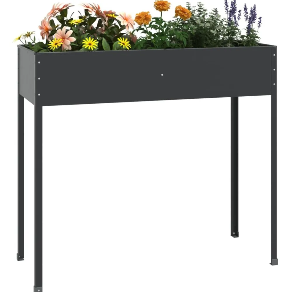 Discount FinePRICE Kukkalaatikko antrasiitti 100,5x40,5x90 cm galvanoitu teräs
