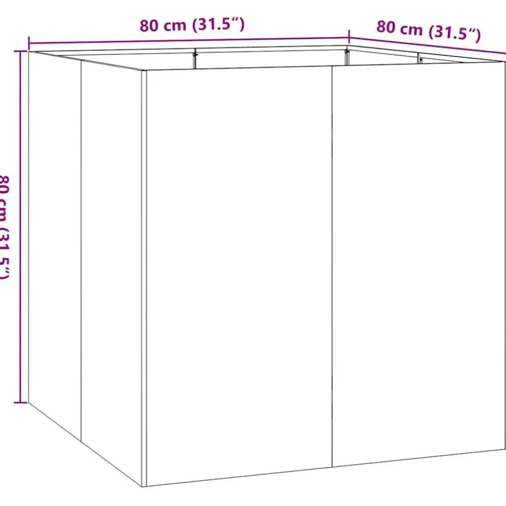 Online FinePRICE Kukkalaatikko antrasiitti 80x80x80 cm teräs (60782)