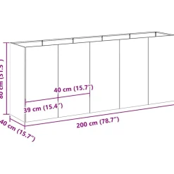 Outlet FinePRICE Kukkalaatikko antrasiitti 200x40x80 cm kylmävalssattu teräs (60726)