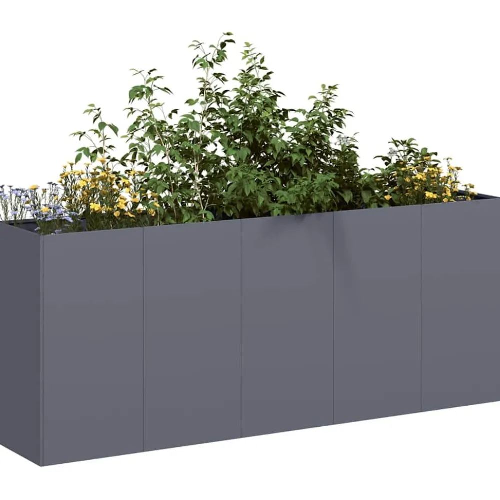 Outlet FinePRICE Kukkalaatikko antrasiitti 200x40x80 cm kylmävalssattu teräs (60726)
