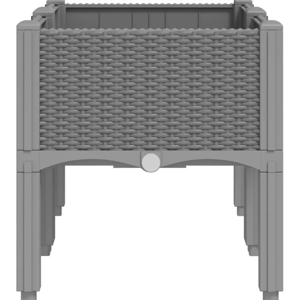 FinePRICE Kukkalaatikko jaloilla vaaleanharmaa 80x40x42 cm PP (67892)