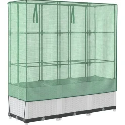 Clearance FinePRICE Kukkalaatikko kasvihuonepeitteellä rottinkityyli 120x40x138 cm (15843)