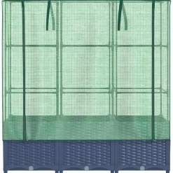 Best FinePRICE Kukkalaatikko kasvihuonepeitteellä rottinkityyli 120x40x138 cm (15829)