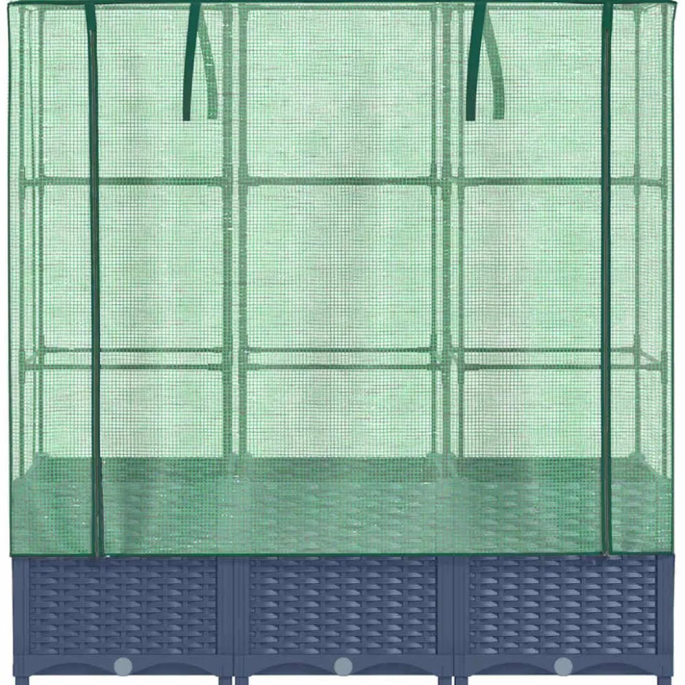Best FinePRICE Kukkalaatikko kasvihuonepeitteellä rottinkityyli 120x40x138 cm (15829)