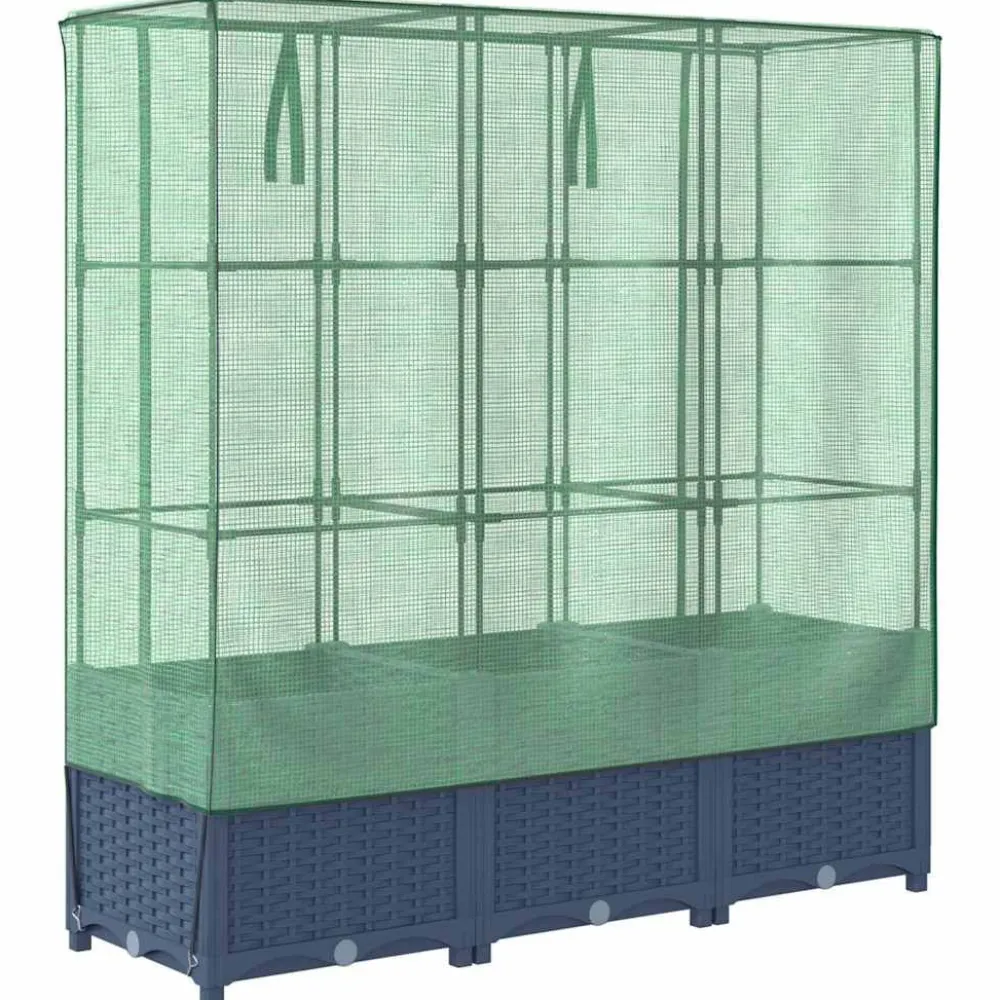 Best FinePRICE Kukkalaatikko kasvihuonepeitteellä rottinkityyli 120x40x138 cm (15829)