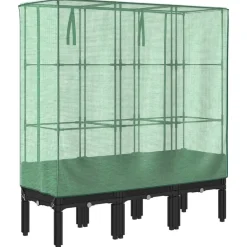 Sale FinePRICE Kukkalaatikko kasvihuonepeitteellä rottinkityyli 120x40x140 cm (15820)