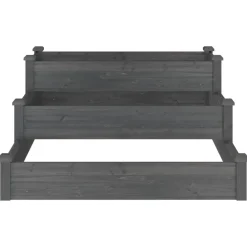 Hot FinePRICE Kukkalaatikko korotettu harmaa 120x120x56 cm täysi kuusi (64306)