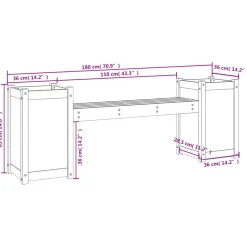 Outlet FinePRICE Kukkalaatikkopenkki hunajanruskea 180x36x63 cm, mänty