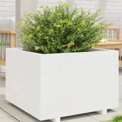 Sale FinePRICE Kukkalaatikko puutarhaan valkoinen 70x70x49,5 cm täysi mänty (47364)