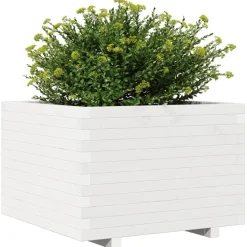 Sale FinePRICE Kukkalaatikko puutarhaan valkoinen 70x70x49,5 cm täysi mänty (47364)