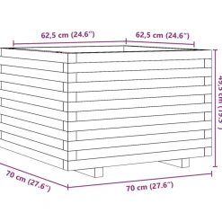 Sale FinePRICE Kukkalaatikko puutarhaan valkoinen 70x70x49,5 cm täysi mänty (47364)