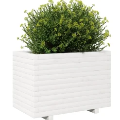 Discount FinePRICE Kukkalaatikko puutarhaan valkoinen 70x40x49,5 cm täysi mänty (47369)