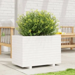 Discount FinePRICE Kukkalaatikko puutarhaan valkoinen 70x40x49,5 cm täysi mänty (47369)