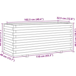 Online FinePRICE Kukkalaatikko puutarhaan valkoinen 110x40x49,5 cm täysi mänty (47379)