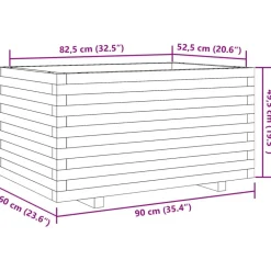 Hot FinePRICE Kukkalaatikko puutarhaan vahanruskea 90x60x49,5 cm täysi mänty (47385)